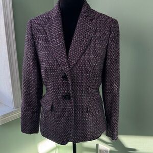 Tahari Women's Dark Purple Tweed Blazer 8P